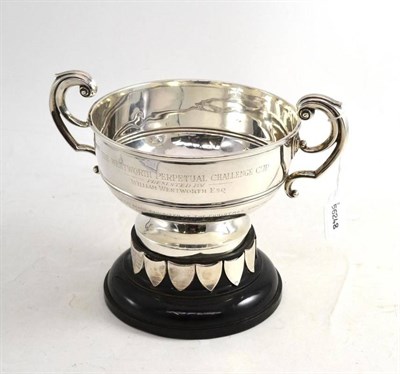 Lot 197 - Silver twin-handled trophy cup on stand