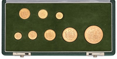 Lot 311 - Peruvian Gold Coin Set, 8-coin set, all soles...