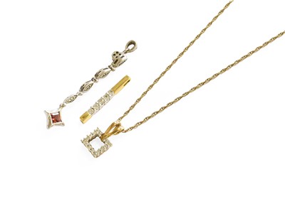 Lot 68 - A 9 Carat Gold Diamond Pendant on Chain, of...