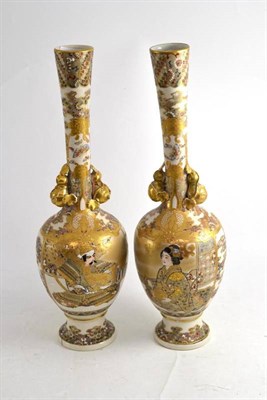 Lot 202 - A pair of late 19th/early 20th century satsuma vases (a.f.)