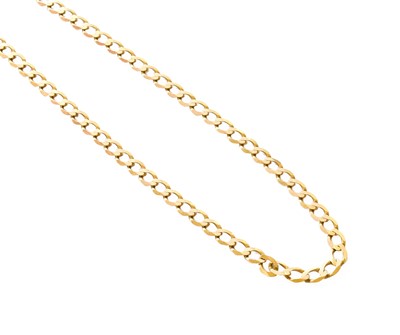 Lot 444 - A 9 Carat Gold Flat Curb Link Necklace, length...