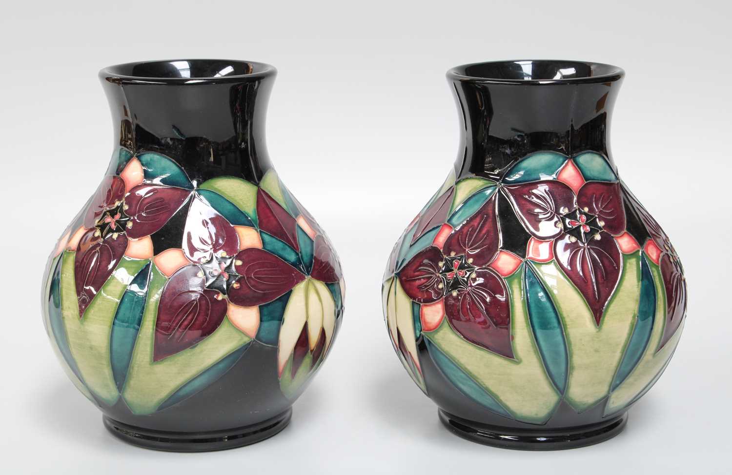Lot 276 - A Pair of Modern Moorcroft "Trillium" Pattern...