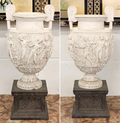 Lot 377 - After the Antique a Pair of Composite Urns,...