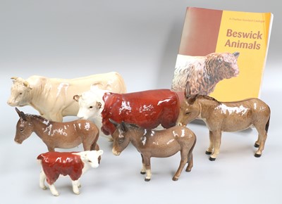 Lot 342 - A Beswick Hereford Bull and Calf, together...