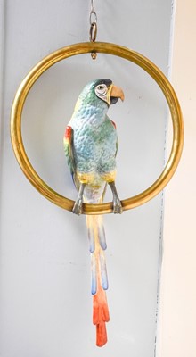 Lot 114 - A Continental Porcelain Parrot, on hanging...
