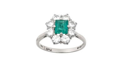 Lot 2210 - An 18 Carat White Gold Emerald and Diamond...