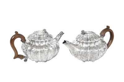 Lot A Pair of George IV Silver Teapots