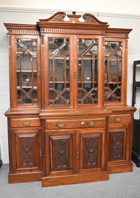 Lot 1299 - A Late Victorian Mahogany Breakfront Glazed...