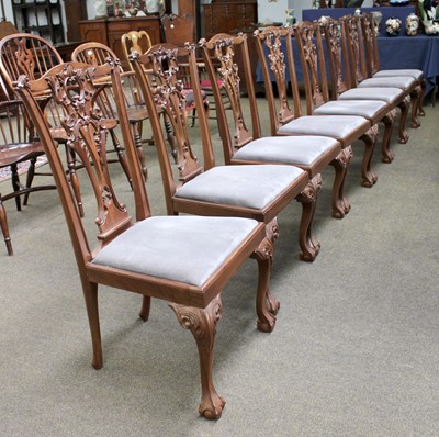 Lot 1282 - A Set of Eight Chippendale Revival Mahogany...