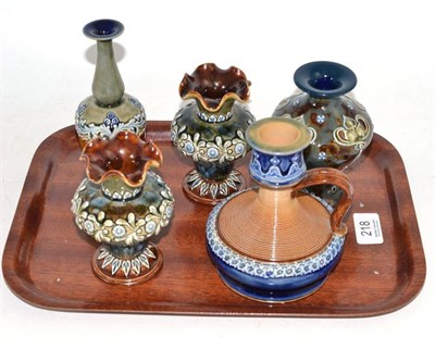 Lot 218 - Five Doulton stoneware pieces