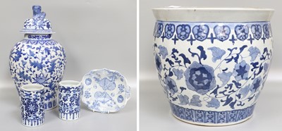 Lot 351 - A Pair of Chinese Porcelain Cylindrical...