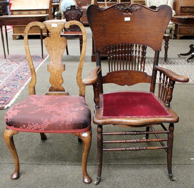 Lot 1281 - An 18th century Walnut Dining Chair, urn...