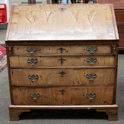 Lot 1205 - An 18th century Walnut and Crossbanded Bureau,...