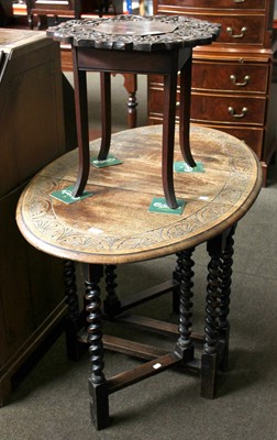 Lot 1202 - A 17th century Style Oak Gateleg Table, oval...