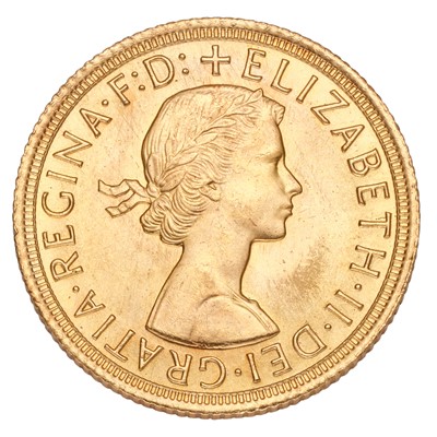 Lot 205 - Elizabeth II, Sovereign 1965; about uncirculated