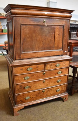 Lot 1256 - An 18th Century Walnut Secretaire d'Abbattant,...