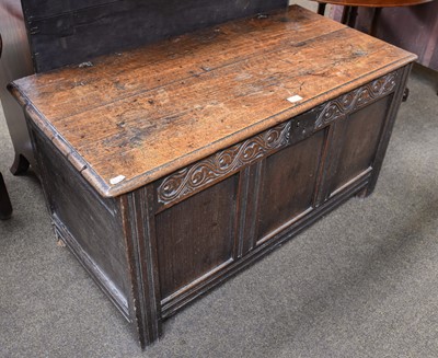 Lot 1259 - A Late 17th Century Oak Coffer, with hinged...