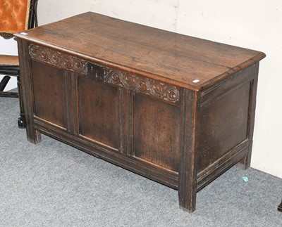 Lot 1187 - A Late 17th Century Oak Coffer, with hinged...