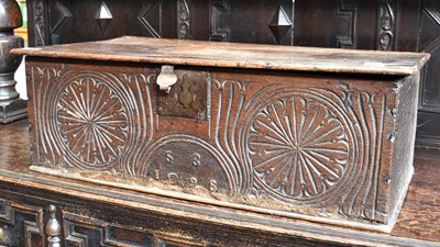 Lot 1245 - A Late 17th Century Oak Bible Box, with hinged...