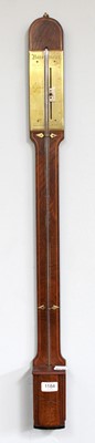 Lot 1184 - An Early 19th century Walnut Stick Barometer,...