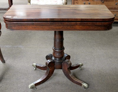 Lot 1211 - A Regency Rosewood Fold Over Card Table with...