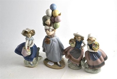 Lot 237 - Four Lladro figures, Sweet scent 5221, Linda con maceta No.5.223, Linda con capazo No.5.222,...