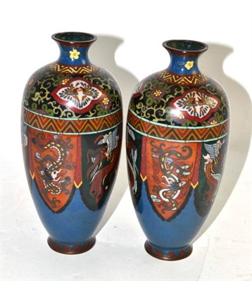 Lot 240 - A pair of cloisonne vases