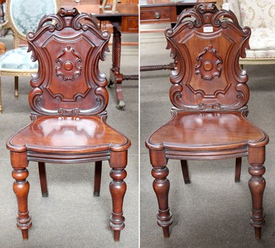 Lot 1212 - A Pair of 19th century Mahogany Shield Back...