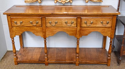 Lot 1224 - An 18th century Style Oak Low Dresser Base,...