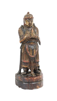 Lot 131 - A Chinese Carved and Painted Wooden Figure of...