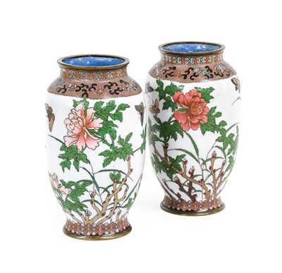 Lot 158 - A Pair of Japanese Cloisonne Enamel Vases,...