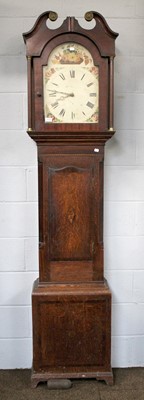 Lot 1174 - A George III Oak and Mahogany Inlaid Longcase...