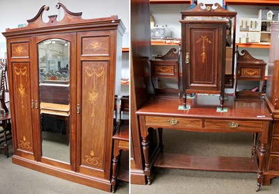 Lot 1191 - An Edwardian Mahogany and Inlaid Three Piece...