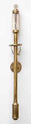 Lot 1236 - A Reproduction Brass Stick Barometer, on...