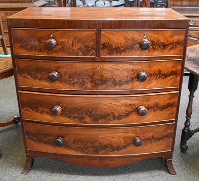 Lot 1265 - An Early 19th century Mahogany Bow Front Chest...