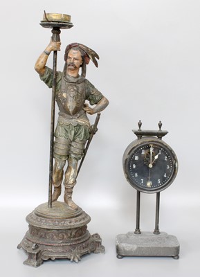 Lot 252 - A Gravity Mantel Timepiece, 26cm high, and a...