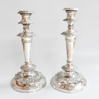 Lot 26 - A Pair of Old Sheffield Plate Candlesticks,...