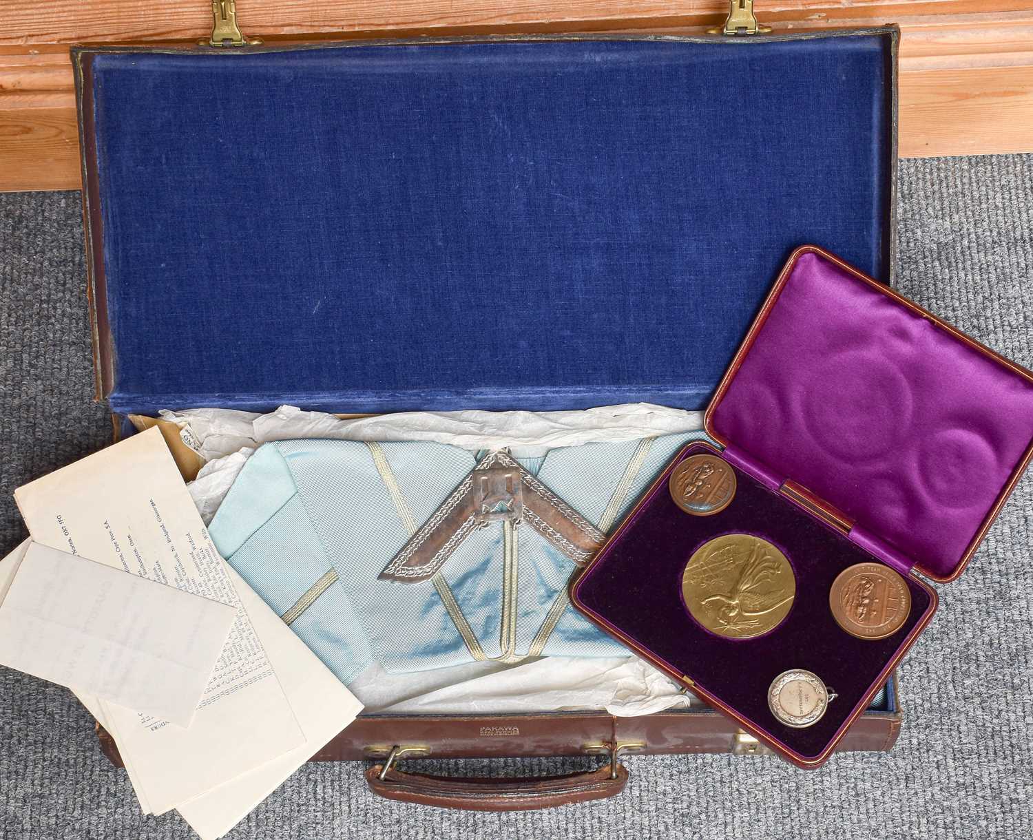 Lot 134 - Masonic Regalia Including, a silver and