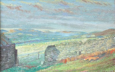 Lot 1061 - Piers Browne (b.1949) Dales view with a fox...