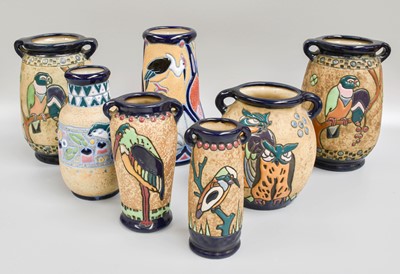 Lot 268 - Austrian Amphora Pottery Vases, decorated with...