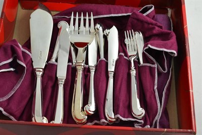 Lot 269 - A set of knives and forks and fish serves, silver hallmarked blades