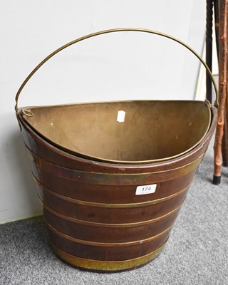 Lot 174 - A 19th Century Oak & Brass Bound Peat Bucket