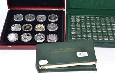 Lot 270 - A cased set of one hundred silver miniature car medallions and catalogue by John Pinches; and a...