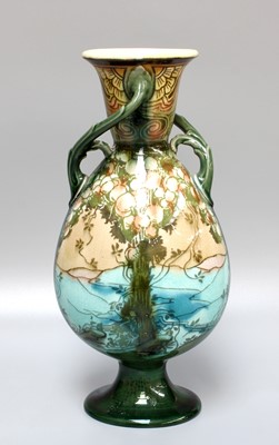 Lot 139 - A Minton Art Nouveau Twin Handled Vase, 27cm high