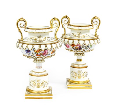 Lot 27 - A Pair of English Porcelain Vases, circa 1830,...