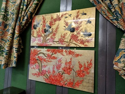 Lot 1140a - Two Modern Chinese Lacquered Wall Panels, each...