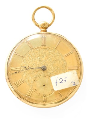 Lot 363 - An 18 Carat Gold Open Faced Duplex Pocket...