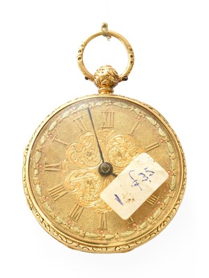 Lot 351 - A Lady's 18 Carat Gold Fob Watch, single chain...