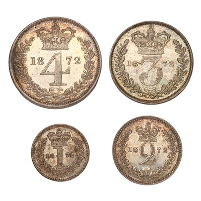 Lot 74 - Victoria, Maundy Set 1872; 4 coin set...