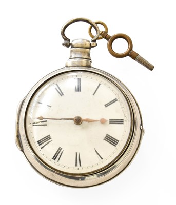 Lot 364 - A Silver Verge Pair Cased Pocket Watch, single...